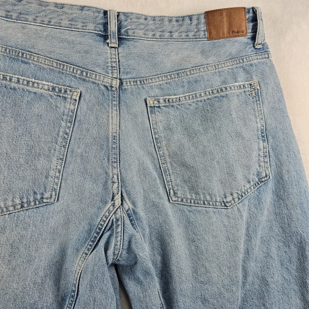 Madewell The Darted Barrel-Leg Jean Womens 32 Boho Distressed Raw Fray Hem Relax